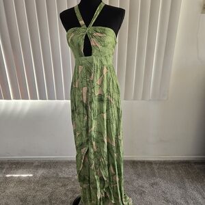 NWT Kimchi Blue Green Pleated Halter Sundress